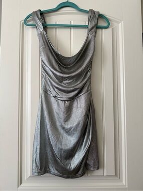 Tiger Mist Joslin Mini Dress - Silver Cowl Mini Dress